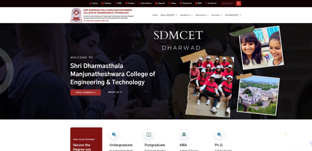 SDM College of Engineering & Technology website by TecoBytes